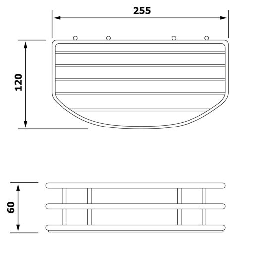 Sapho Króm Line polc 250x90x125 mm (37004)