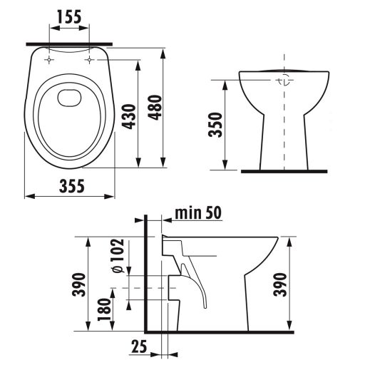 Jika Zeta álló WC, hátsó kifolyású, mélyöblítésű (H822396)