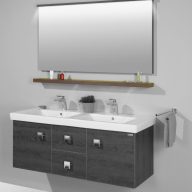   Sanglass UNI-140P szinkron strukturált fürdőszobai polc, dohány gladstone tölgy