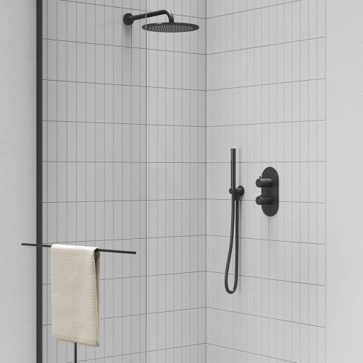 Fali kiállás integrált zuhanyrózsa tartóval 706.21BLM, Black Matt