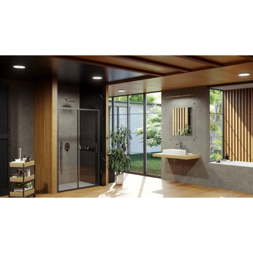 Blix Slim BLSDP2-100 zuhanyajtó fekete+transparent